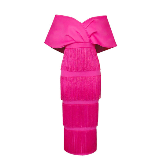 100.00kg Export Oversize Women's Clothing AliExpress Amazon Fashion Style Tassel Dress Annual Meeting Dress Retro