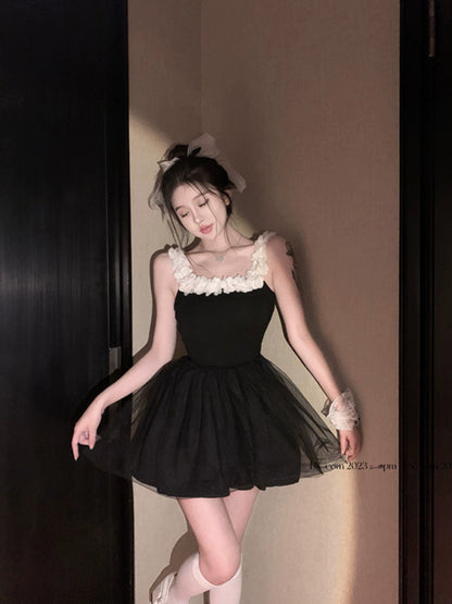 Ballet Wind Black Fairy Princess Sling Dress