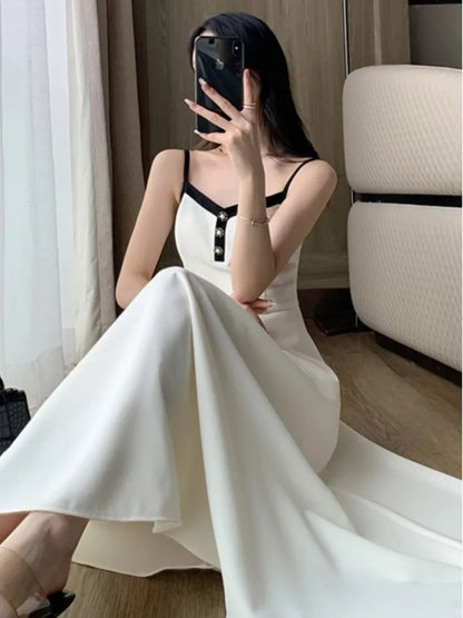 Elegant 2-Piece Dress Set for Lady Short Coat A-Line Midi Camisole Dresses Slim Korean Fashion Female Suit Spring Autumn New